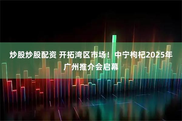 炒股炒股配资 开拓湾区市场！中宁枸杞2025年广州推介会启幕